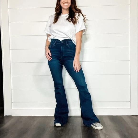 KanCan Dark Blue Flare Jeans - Picture 1 of 1